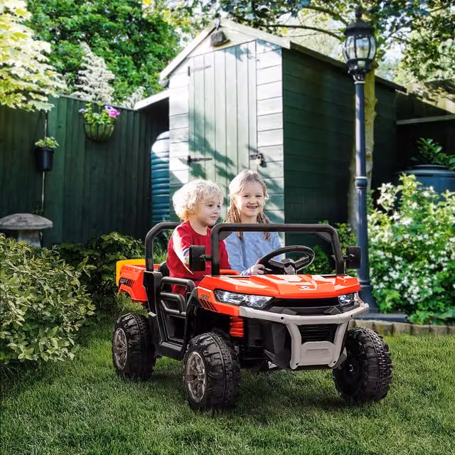 HOMCOM 12V 2-Seater Kids Ride-On Electric Car with Bucket, Red