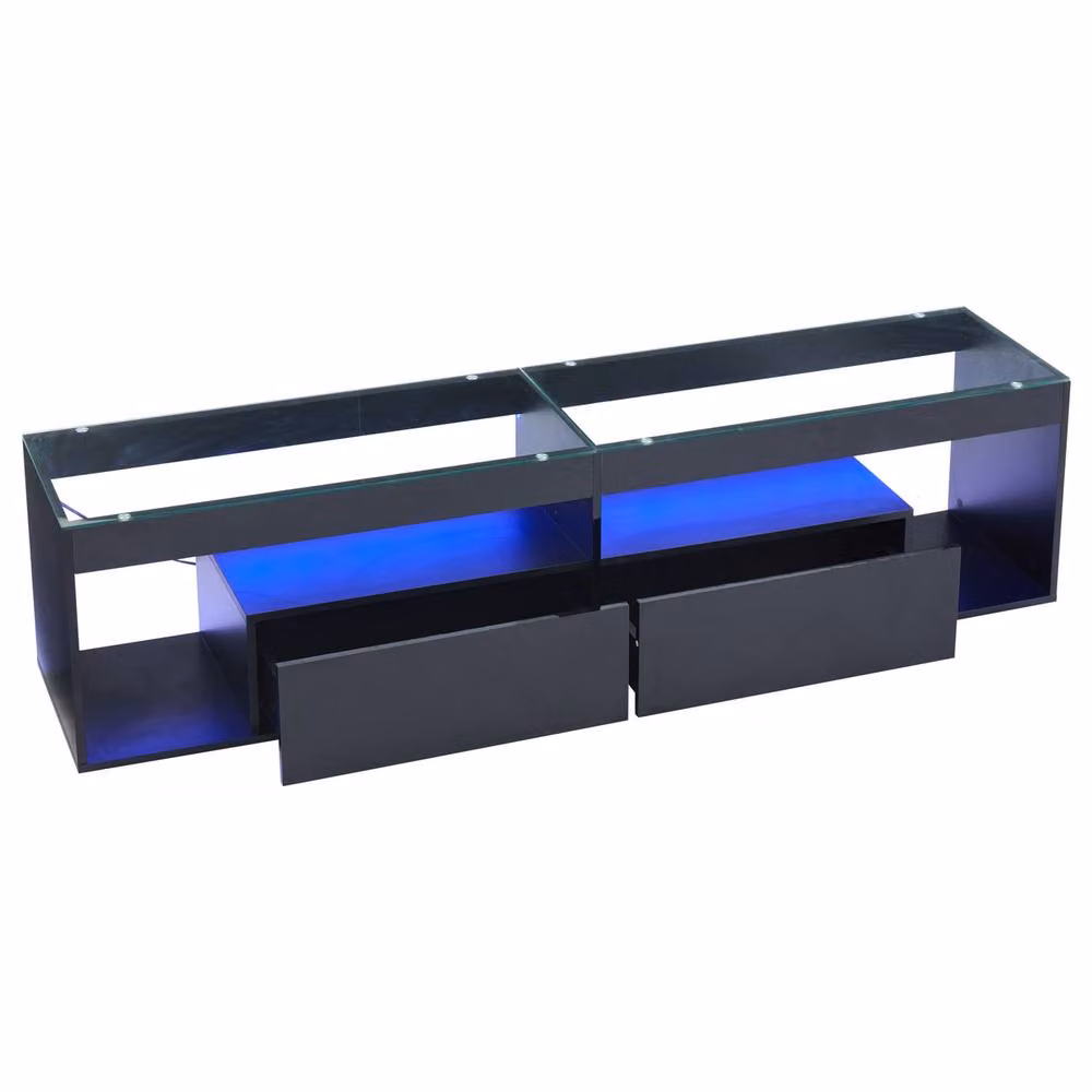 Rolipo Black High Gloss LED TV Stand for up to 80 Inch TVs, 180 cm Wide – 8