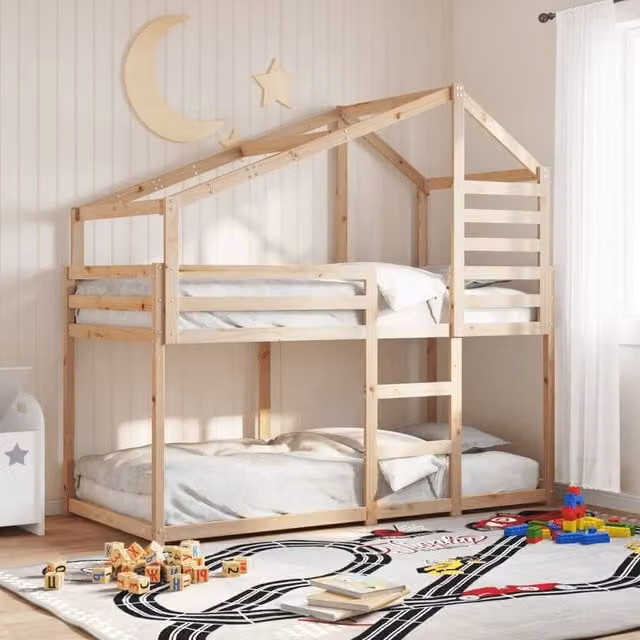 Berkfield Home Single Solid Wood Pine Bunk Bed in Brown, W/D/H: 90 x 190 cm – 1