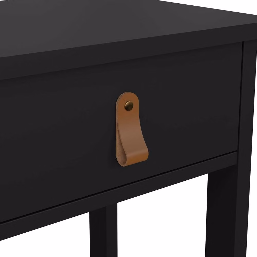 Wyld Haus Wyldberry Matt Black Wooden Bedside Table with 1 Drawer and Bottom Shelf – 4