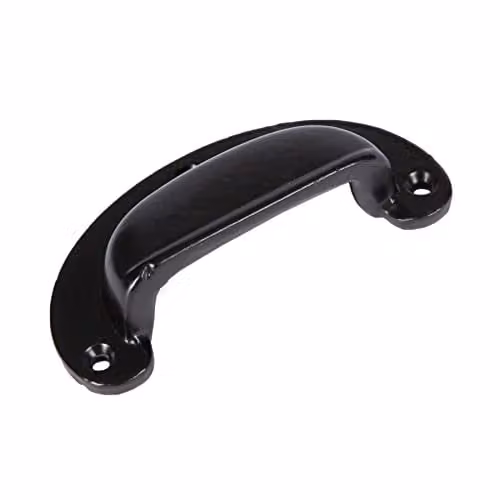 Hammer and Tongs Wide Lipped Cabinet Drawer Pull in Matt Black Iron, W: 95 mm, H: 40 mm – 1