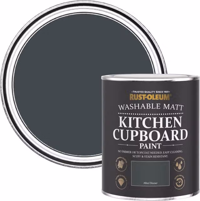 Rust-Oleum After Dinner Dark Green Kitchen Cupboard Paint with Matt Water-Based Finish, 750ml – 3