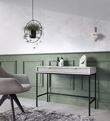 Abakus Direct Nova Collection Dressing Table in Grey and Gold, W: 104 cm – 2