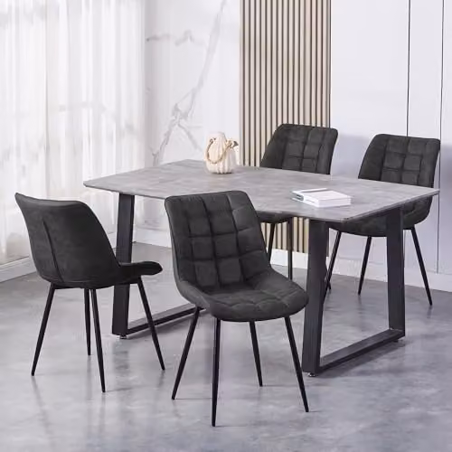 MCC Direct Alba Set of 2 Grey Faux Matte Suede Leather Dining Chairs with Metal Legs – 2