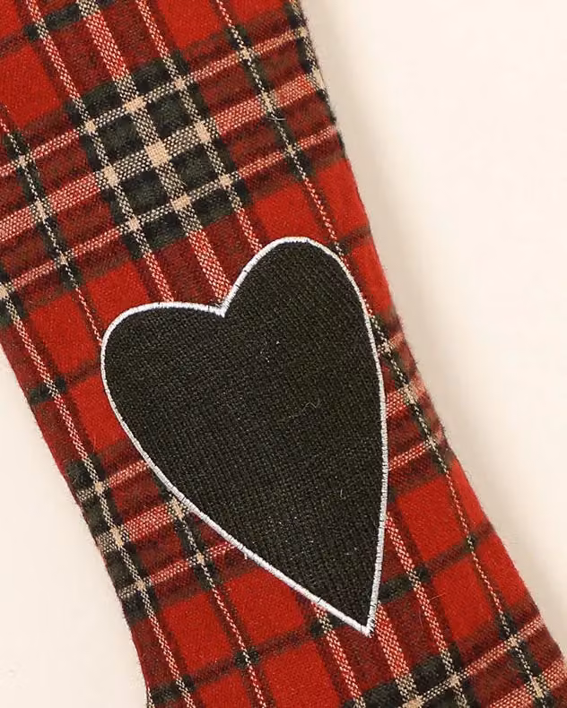 Dibor Set of 4 Red Highland Tartan Checked Textile Love Heart Christmas Stocking Fillers – 3