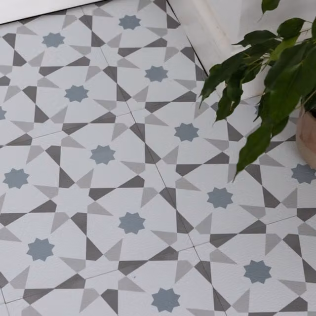 Floor Pops Moroccan Self-Adhesive Vinyl Floor Tiles, Grey, 0.93sqm