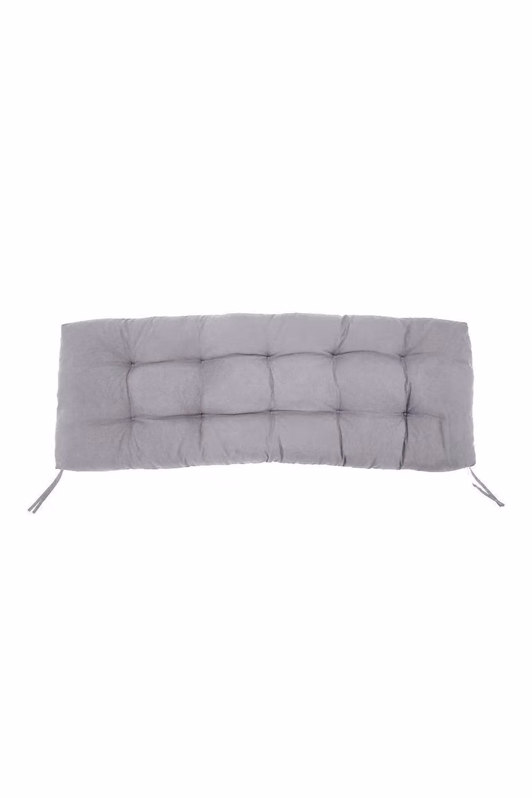 H&O Direct Grey Polyester Rectangular Bench Seat Cushion with Non-Slip Ties, W: 130 cm, D: 50 cm