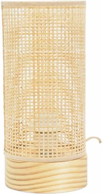 ValueLights Elsa Wooden Table Lamp in Yellow and Beige with Bamboo Details