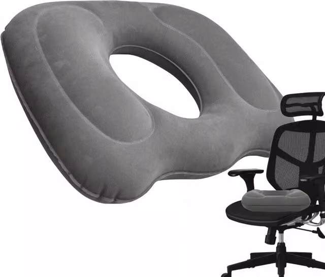 KORVIXA Inflatable Grey Breathable Velours Bedsore Seat Cushion, W/D/H: 100 x 190 cm