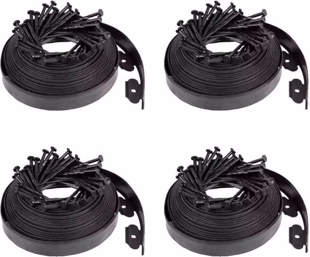 KORVIXA 40m Flexible Garden Border Edging and Grass Path with 120 Plastic Pegs in Black – 1