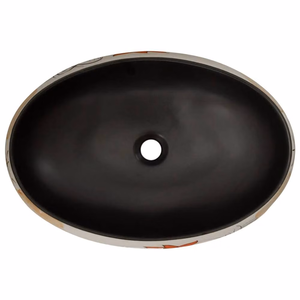 Berkfield Home Multicolour Oval Ceramic Countertop Basin W: 59 cm, D: 40 cm, H: 15 cm – 4