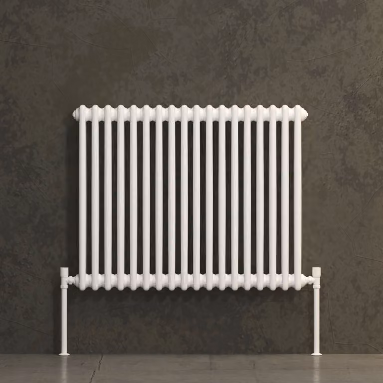 Fluxx White Horizontal Double Column Wall Mounted Radiator H: 600 mm, W: 830 mm