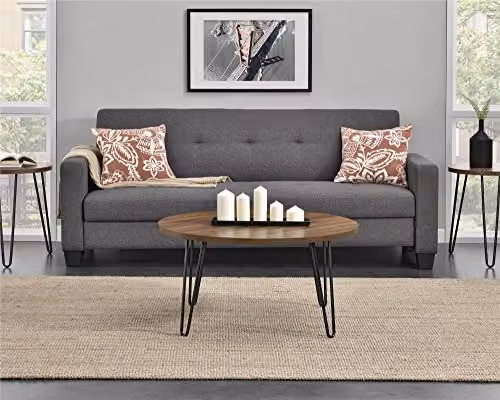 Ameriwood Home DHP Owen Round Coffee Table in Walnut Look Brown – 2