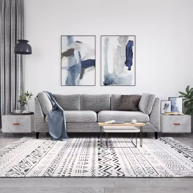 Berkfield Home Set of 2 Square Coffee Tables in Concrete Grey, W/D/H: 50 x 50 x 40 cm – 1