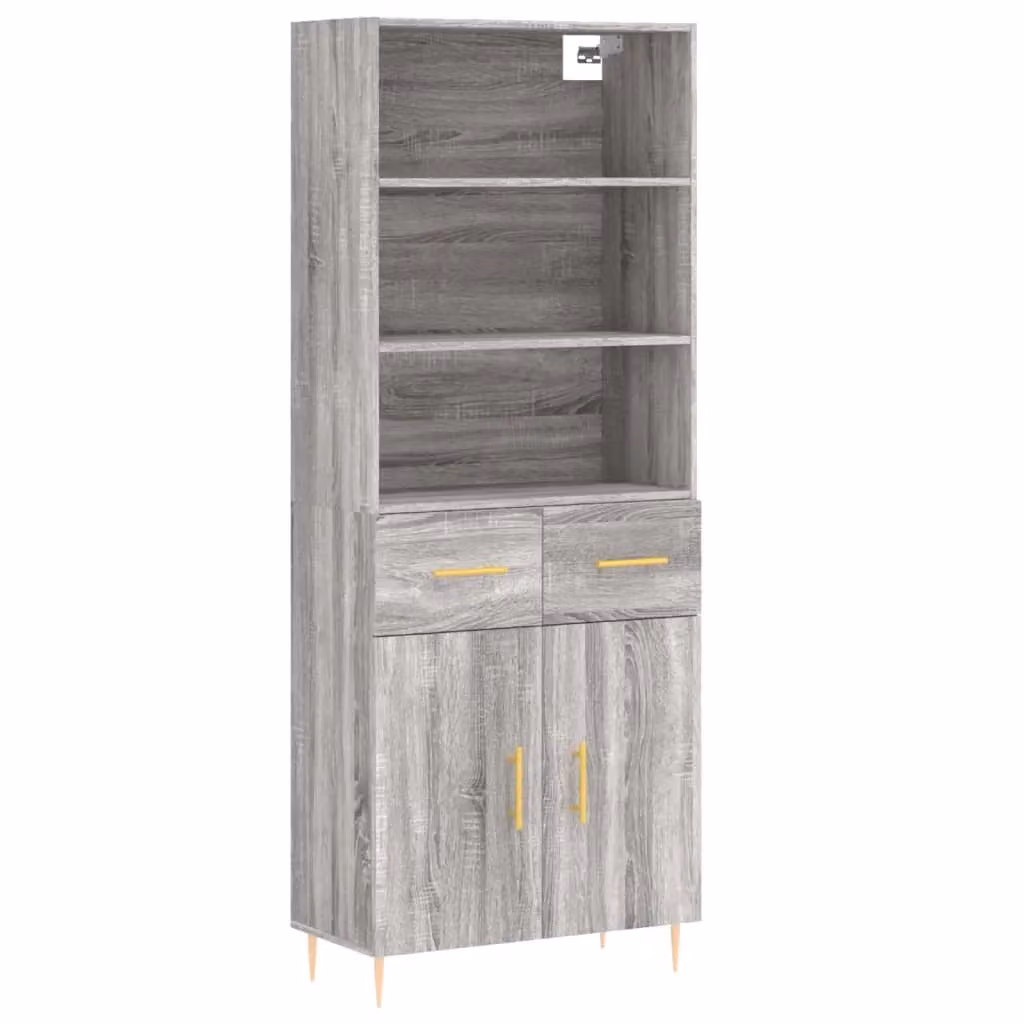 Berkfield Home Grey Sonoma Highboard, W: 69.5 cm, D: 34 cm, H: 180 cm – 2