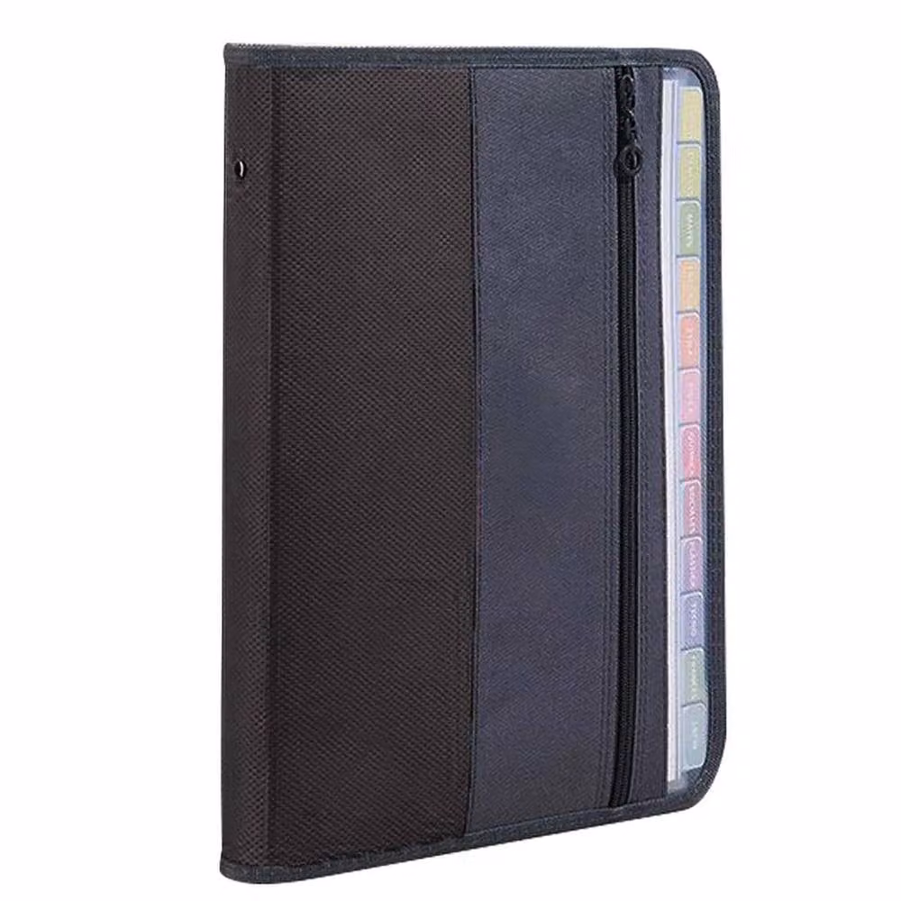 FLAVORA A4 13 Pocket Zip Display Book with Sticky Labels in Black – 3