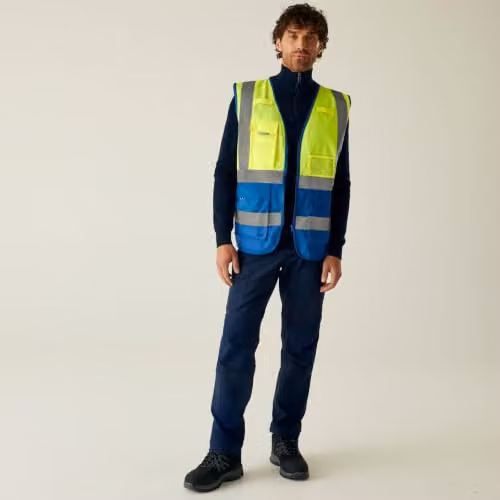 Regatta Men's Class 1 Hi-Vis Executive Vest in Yellow and Blue, Size XL – 2