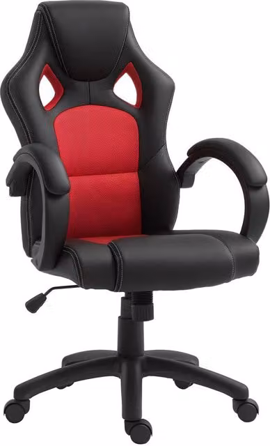 Rolipo Red Faux Leather Swivel Task Chair for Home Office