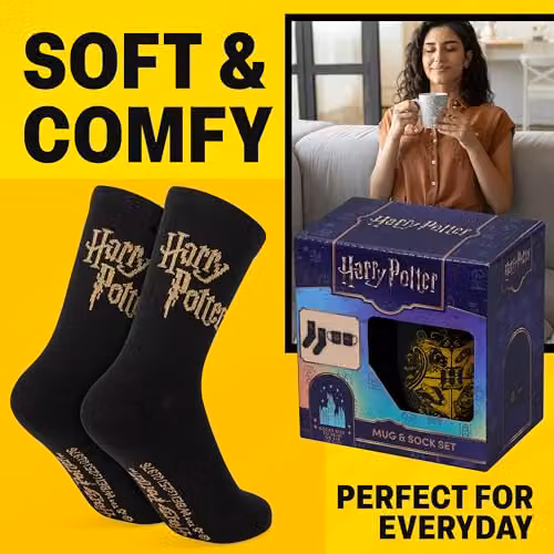 Get Trend Harry Potter Ceramic Mug and Crew Socks Gift Set in Black – 8