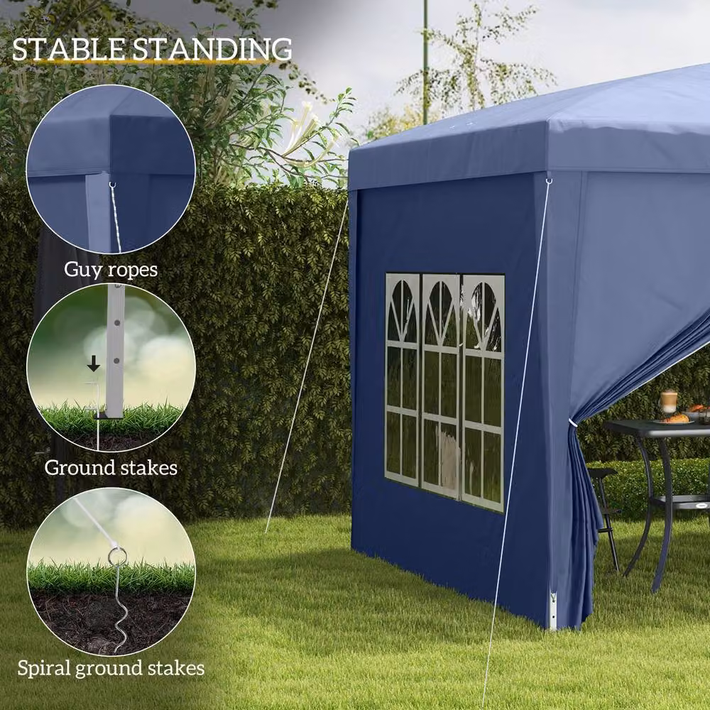 Outsunny Blue Pop-Up Gazebo with Windows and Steel Frame, W/D/H: 300 x 300 x 196 cm – 6