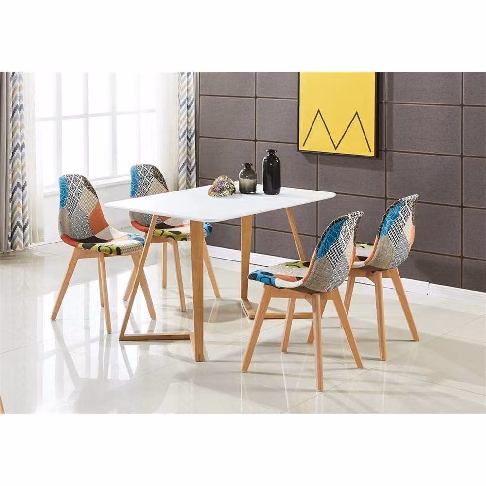 SPETLEK Multicolour Abstract Dining Chair with Fabric and Wood Details – 3