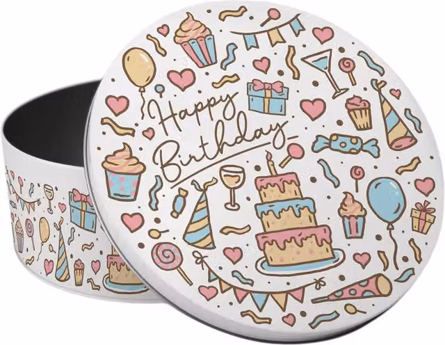 Purely Home Round Happy Birthday Small Cake Tin, Multicoloured