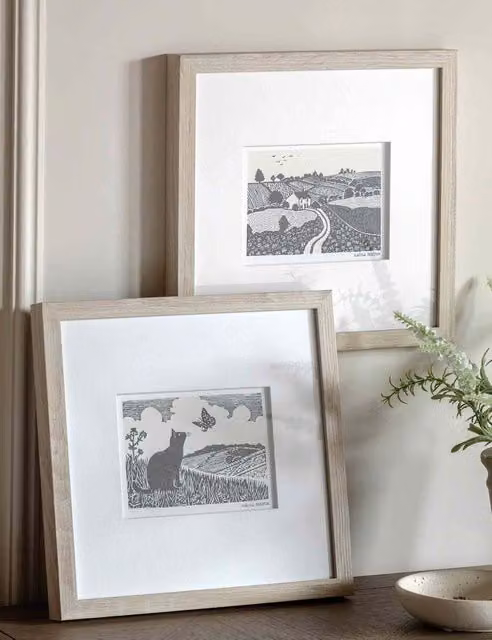 Gallery Direct Set of 2 Rural Studies II Framed Animal Landscape Wall Art in Black and White