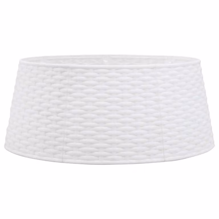 Berkfield Home White Round Plastic Christmas Tree Skirt for Tabletop, W/D/H: 56 x 56 x 23 cm