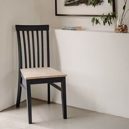 Statement Furniture Florence Highback Dining Chair with Acacia Wood Seat in Navy Blue, W45 x D53 x H94 cm – 2