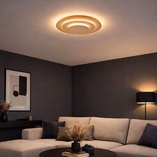Netlighting Heda Modern LED Ceiling Light in Gold/Brass, 24W, 1500 lm, Warm White, D 35 x H 4.7 cm – 3