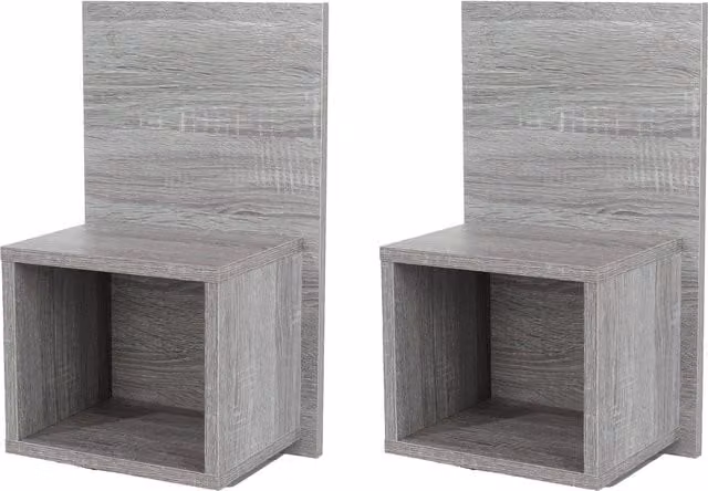 Pair of Kelly Grey Oak Effect Wall-Mounted Compact Bedside Tables