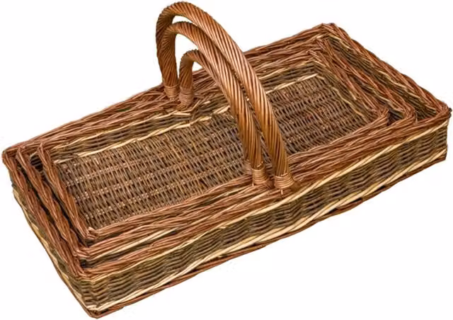 Red Hamper Open Weave Wooden Gift Basket in Brown, Green or White