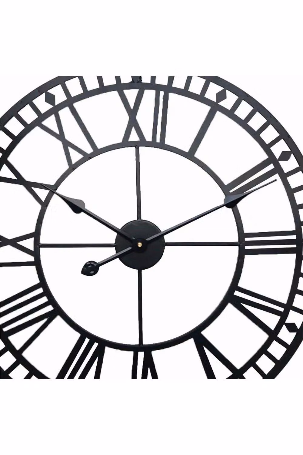 H&O Direct Black Metal Industrial Round Roman Numeral Skeleton Wall Clock, Diameter: 40 cm – 3