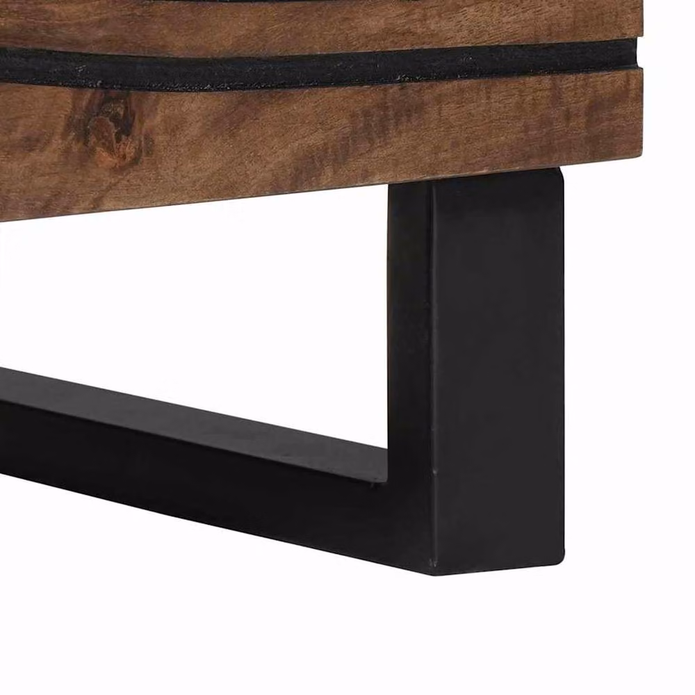 Berkfield Home Modern Bedside Cabinet in Brown Solid Mango Wood, W/D/H: 40 x 33.5 x 46 cm – 4