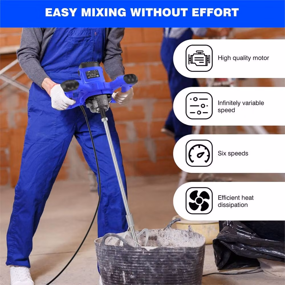 Nordara 3000W Electric Mixer for Drywall, Plaster, Mortar, Render, Paint and Tile Adhesive in Blue – 2