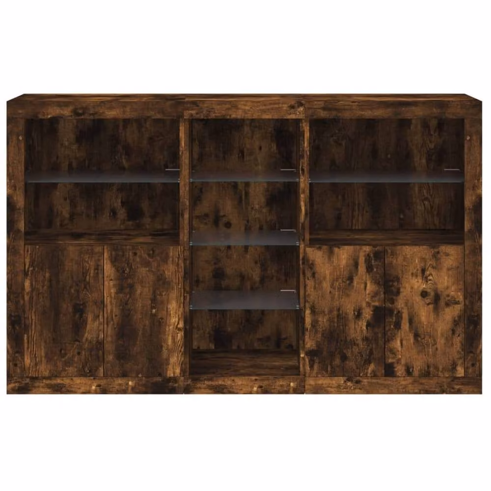 Berkfield Home Sideboard with Integrated LED Lights in Smoked Oak Brown, W: 162 cm, D: 37 cm, H: 100 cm – 5