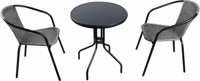 Madefor.living Bolero 2 Seat Modern Rattan Bistro Set in Grey