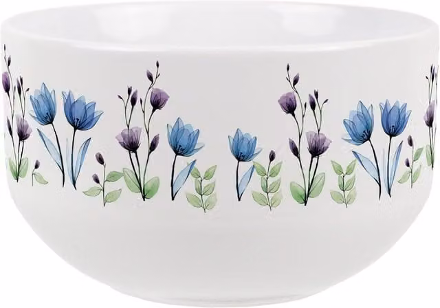 Purely Home Blue and Purple Floral Ceramic Cereal Bowl