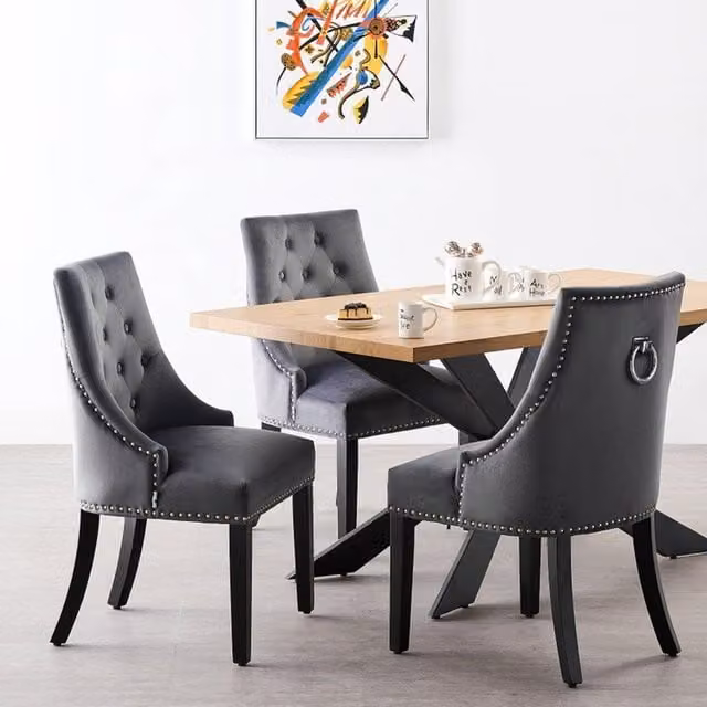 Life Interiors Windsor Duke LUX Modern Rectangular Dining Table and 4 Chairs Set in Grey