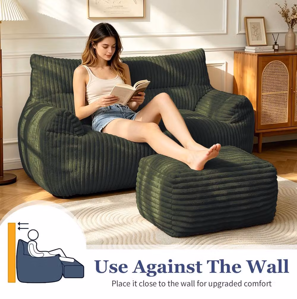 STILVORA 2-Seater Modern Corduroy Upholstered Sofa in Green – 4