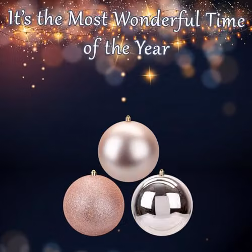 VFM e-Store Set of 3 Gold Round Hanging Christmas Bauble Ornaments, 14 cm – 3