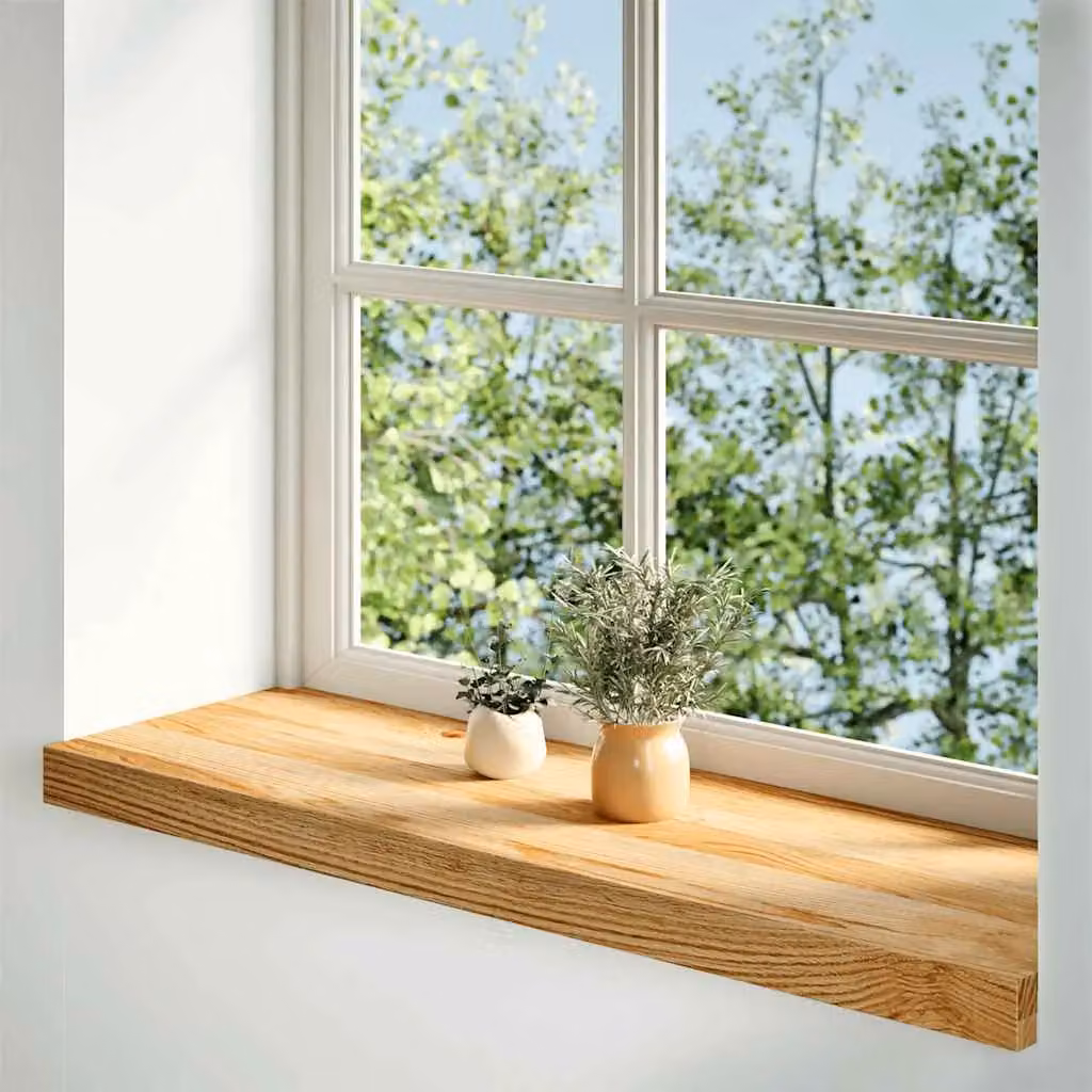 Berkfield Home Solid Oak Wood Window Sills, 2 Pack, Light Brown, W: 70 cm, D: 30 cm, H: 2 cm – 2