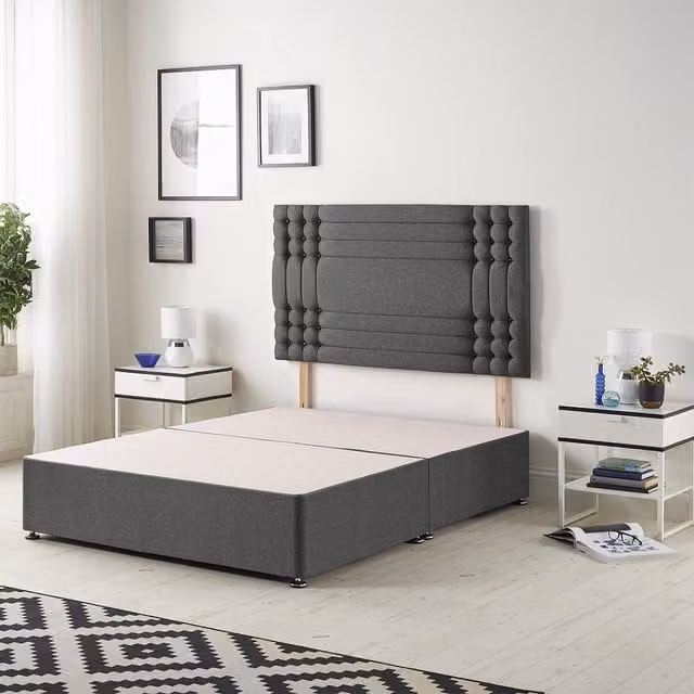 Somnior Beds Ltd Grey Fabric Upholstered Divan Bed Base with Drawers W/D/H: 120 x 200 cm