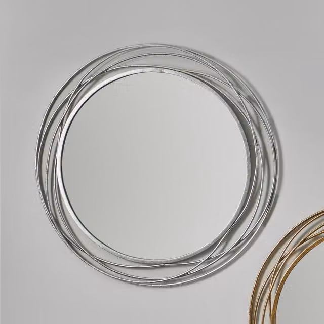 Pacific Lifestyle Swirl Round Abstract Wall Mirror in Silver and Gold