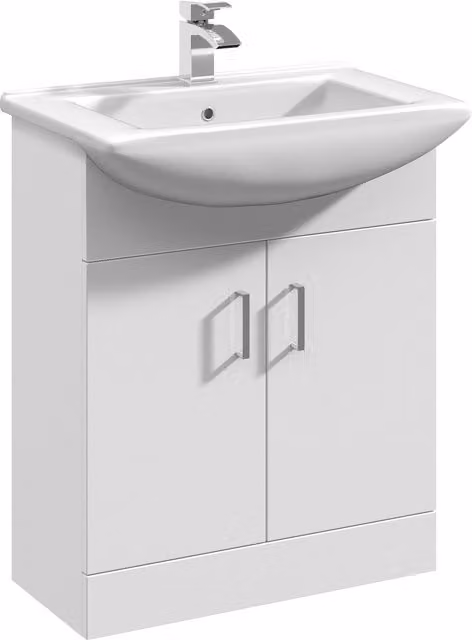 Balterley Gloss White 2 Door Freestanding Floor Standing Vanity Basin Unit with Square Basin – 1