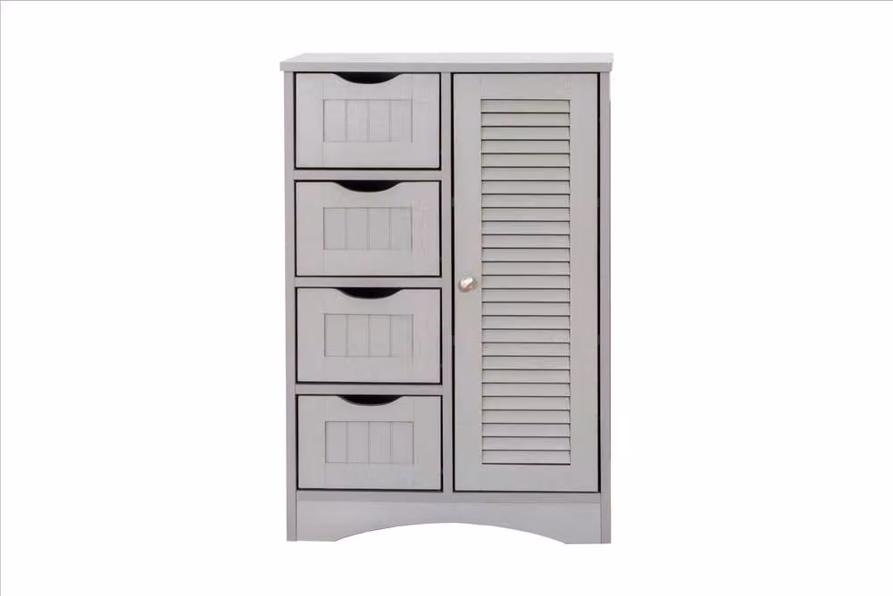 Timber Art Design Modern Freestanding Bathroom Storage Cabinet in Grey W/D/H: 56.0 x 22.5 x 30.0 cm – 2