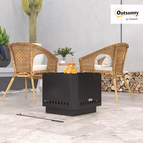 Outsunny Smokeless Wood Burning Fire Pit in Black, Diameter: 48 cm – 2