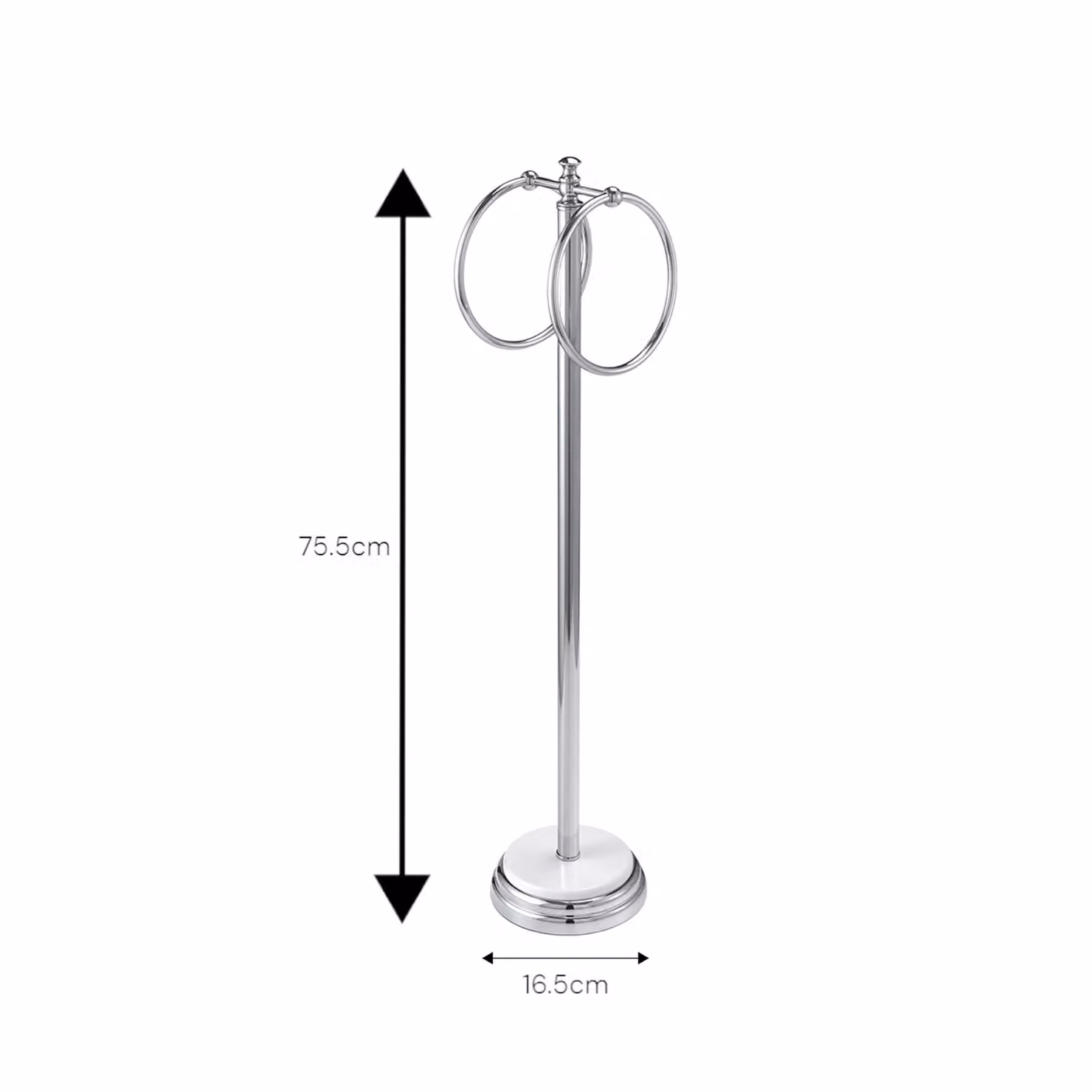 Showerdrape Opera Freestanding Double Towel Ring in White and Silver – 2
