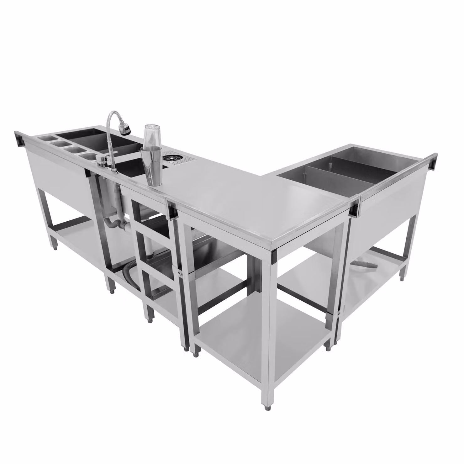 Monstershop Deluxe Modular Cocktail Bar Station with Ice Well in Silver – 2