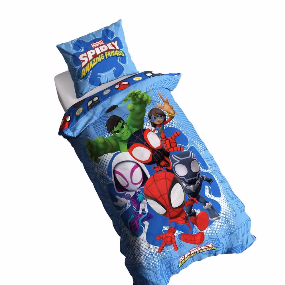 Disney Spidey & His Amazing Friends Reversible Duvet Cover and Pillowcase Set, Multicolour, W: 90 cm, L: 200 cm – 3